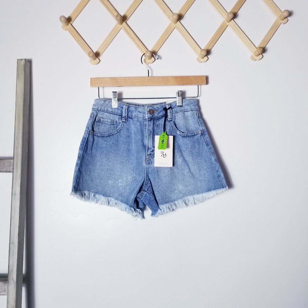 NWT SINCERELY JULES SUPER HIGH RISE WITH FRINGE JEAN SHORTS SIZE 0/24